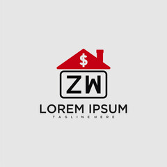 Poster - ZW initial monogram logo for real estate with creative roof and simple home bussines image design