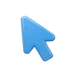 Fototapete - Blue Computer Mouse Pointer Arrow Icon 3d icon in cartoon plastic style minimal isolated on white or transparent background. PNG, clipping path