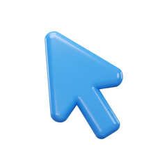 Fototapete - Blue Computer Mouse Pointer Arrow Icon 3d icon in cartoon plastic style minimal isolated on white or transparent background. PNG, clipping path