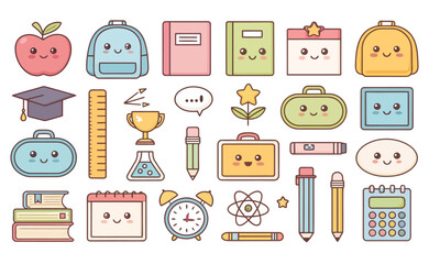 Poster - set of cartoon vector icons for children web and education designs
