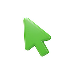 Fototapete - Green Computer Mouse Pointer Arrow Icon 3d icon in cartoon plastic style minimal isolated on white or transparent background. PNG, clipping path