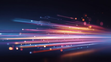 Aufkleber - Vibrant abstract light trails create a dynamic visual effect, representing speed and motion in a dark background.