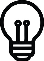 Poster - Simple black outline of a classic incandescent light bulb with two filaments symbolizing ideas and innovation