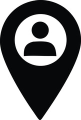 Poster - Black and white minimalist icon representing a person s location or profile marker on a map interface
