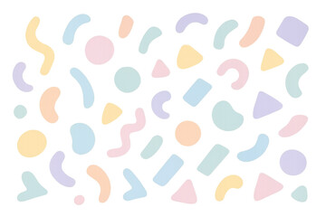 Poster - Pastel geometric shapes forming abstract memphis-style pattern against transparent backdrop