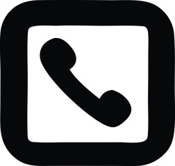 Aufkleber - A simple black telephone handset icon is centered within a thick rounded black square outline on a white background