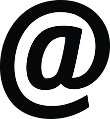 Poster - A bold black at symbol is prominently displayed against a clean white background representing digital communication and online identity