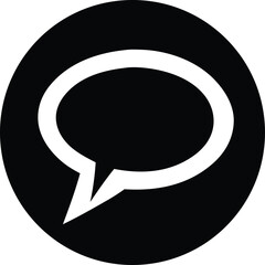 Aufkleber - A simple bold white speech bubble icon set against a solid black circular background representing communication and messaging