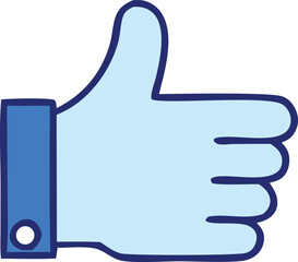 Poster - A simple stylized light blue thumbs up icon with a dark blue outline and a contrasting darker blue cuff