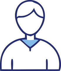 Poster - Simple stylized icon of a person wearing a collared shirt with a blue accent