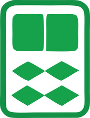 Poster - Abstract green geometric design featuring two horizontal rectangles above two horizontal rows of diamond shapes within a thick green border
