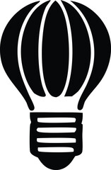Poster - Stylized black silhouette of a hot air balloon seamlessly integrated with a light bulb symbolizing innovation and bright ideas