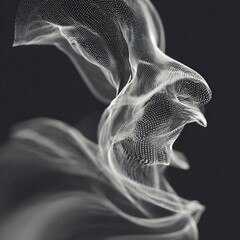 Aufkleber - Ethereal mesh abstraction with a minimalist aesthetic and soft gradient effect in monochrome