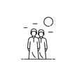 © Khaula_Annasya - Two men walking outdoors with sun and clouds above