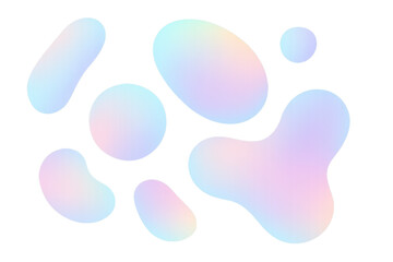 Poster - Modern abstract composition featuring various holographic rounded shapes on a transparent background, ideal for adding a touch of futuristic design to any project