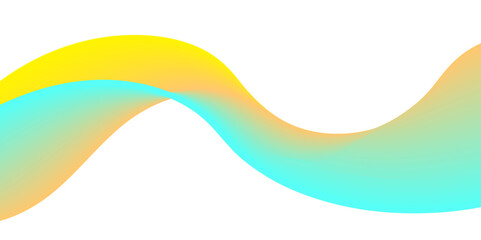 Poster - Abstract Bright Design Element Transparent Blue, Green and Yellow Wave Line Isolated on White Background. 