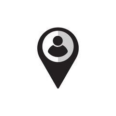 Fototapete - Location icon. Pointer symbol. Pin sign Isolated on white. Man location Navigation map simbol in flat style Simple place icon in black Vector illustration for graphic design, logo, Web, UI, mobile app