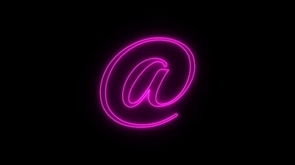 Leinwandbilder - Bright blue neon '@' symbol glowing in the dark screen, an abstract illustration of internet communication