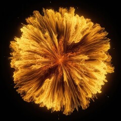 Poster - Abstract golden fractal explosion with glowing filaments on dark backdrop