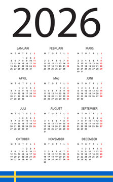 Calendar 2026 - illustration. Swedish version