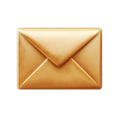 Fototapete - Golden Envelope Icon Glossy Letter Mail Communication 3D Render on transparent background