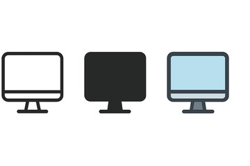 Fototapete - Icon for computer monitor, available in line, glyph, and filled outline styles, featuring a colorful monitor display screen symbol, logo illustration, and various style icons, all in vector graphics