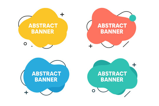 Modern template featuring abstract vector banners, geometric liquid forms, and dynamic fluid banner shapes in various colors with minimal curvy design and text with quotes
