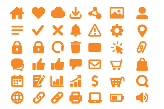 A new collection of 49 of the most popular web icons in orange