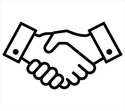 Minimalist Handshake Outline Icon Vector