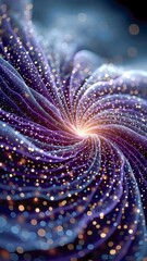 Fototapete - Abstract swirl of luminous particles and waves in deep purples and blues, creating a cosmic, motion-filled vortex effect