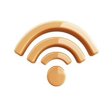 Gold Wifi Icon Wireless Internet Symbol Connection Modern Design Router on transparent background