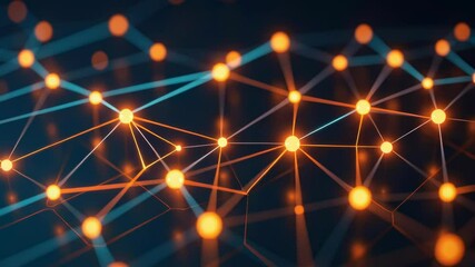 Poster - Abstract Network of Glowing Nodes and Interconnected Lines Representing Digital Technology Themes