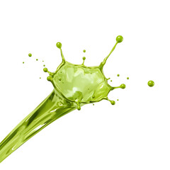 Fototapete - Luminous green liquid burst against a flawless neutral space highlighting fluidity and dynamism