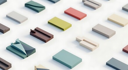 Poster - Abstract Rectangular Shapes Arranged on a White Surface