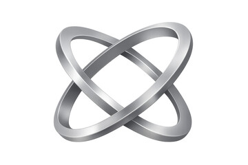 Poster - Silver rings interlocking, spinning against transparent backdrop, forming sleek geometric movement