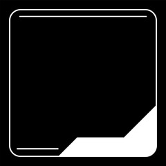 Poster - Minimalist Black and White Dialog Box Window Design. Clean Modern Interface Element with Angled Cut Corner and Simple Outline Frame.