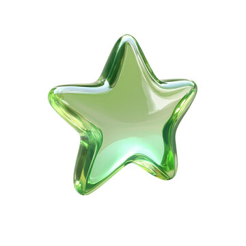 Glowing Green Star Elegant Shining Symbol Glassy Star Modern Rendering on transparent background