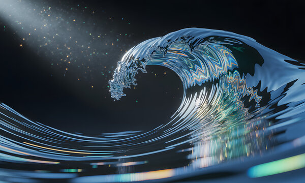 Abstract glass wave design element