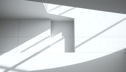 An abstract geometric structure with clean lines and striking shadows.