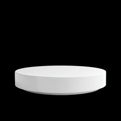 Poster - White Circular Display Stand for Product Presentation on Black Background with Soft Shadows and Clean Lines