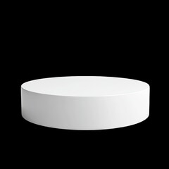Poster - Minimalist Round White Display Stand for Product Photography on a Black Background