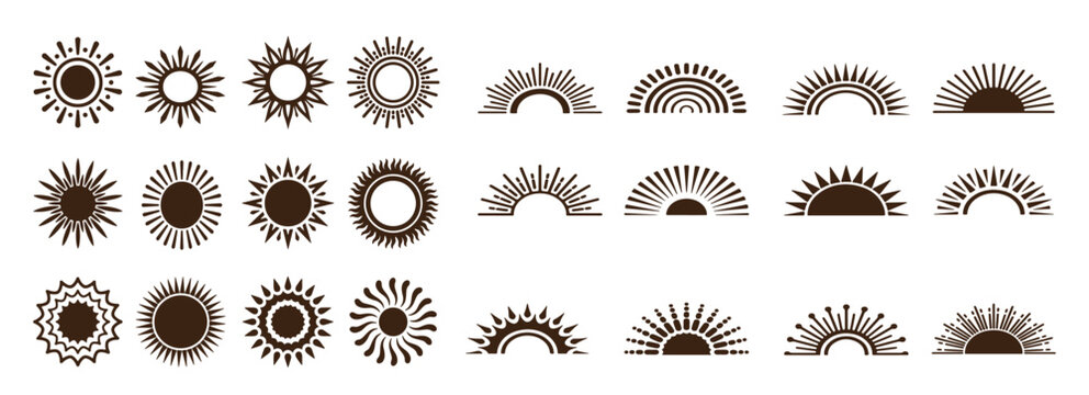 Set sun icons white background
