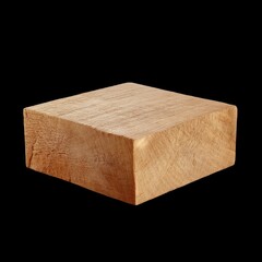 Poster - Solid Block of Untreated Wood with Natural Grain on a Black Background for Crafting and Design Projects