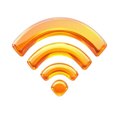 Poster - Glossy Orange Wifi Signal Icon Illustration on Transparent Background Internet Connection Network 3D