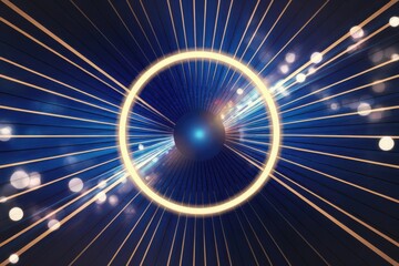 Leinwandbilder - Abstract futuristic background with concentric circles and glowing lines