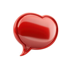 Poster - Red Glossy Heart Speech Bubble Icon Chat Message Love Valentines Day on transparent background