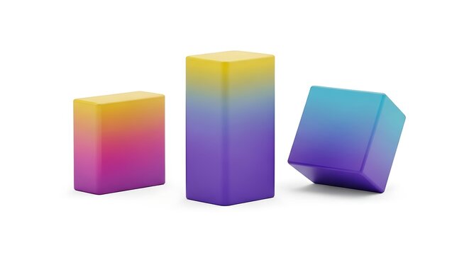 Colorful Gradient Cubes Still Life on White Background