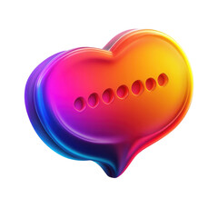 Poster - Colorful Heart Chat Bubble Illustration Abstract Love Message Icon Rainbow on transparent background