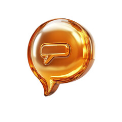 Poster - Golden Chat Bubble Shiny Communication Icon on Transparent Background Message Notification Symbol