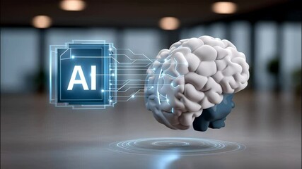 Poster - Artificial intelligence digital brain and ai chip glowing in futuristic technology with neural network innovation and advanced data processing systems